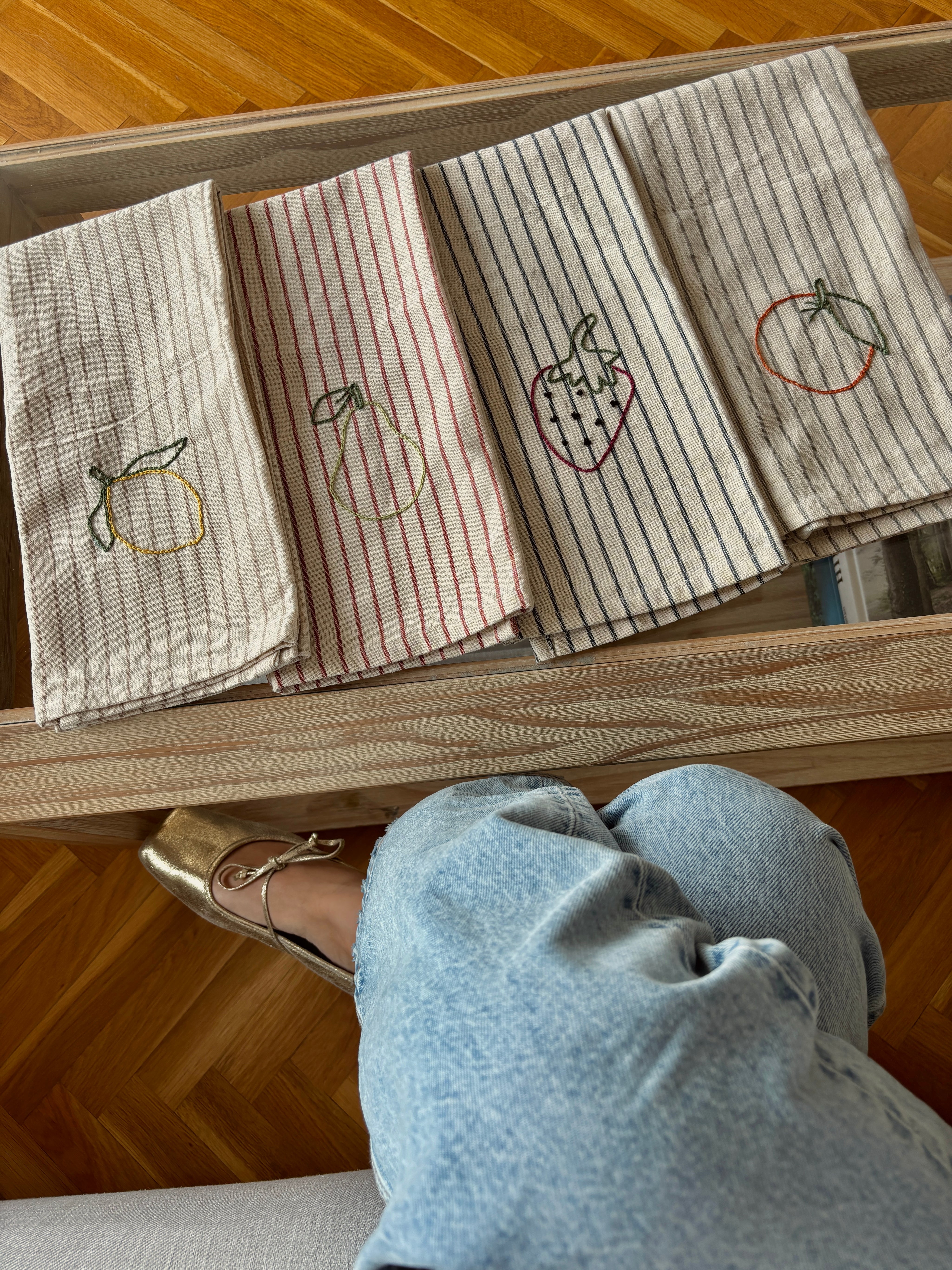 Plantilla de bordado - Paños de cocina con frutas